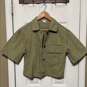 Club Monaco Light Olive Green Crop Jacket Size Medium